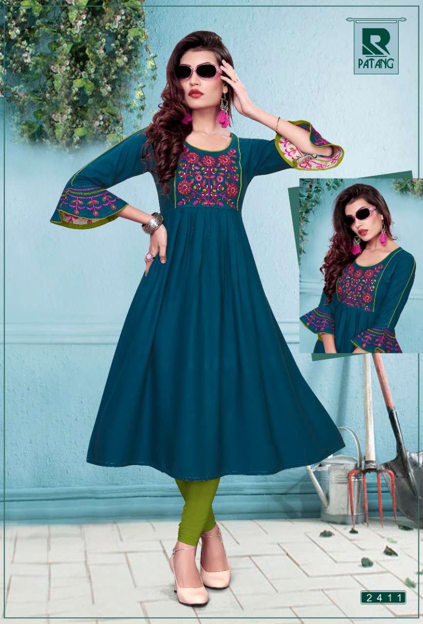 PATANG BY RAASHI 2401 TO 2412 SERIES BEAUTIFUL STYLISH FANCY COLORFUL CASUAL WEAR & ETHNIC WEAR & READY TO WEAR RAYON KURTIS AT WHOLESALE PRICE