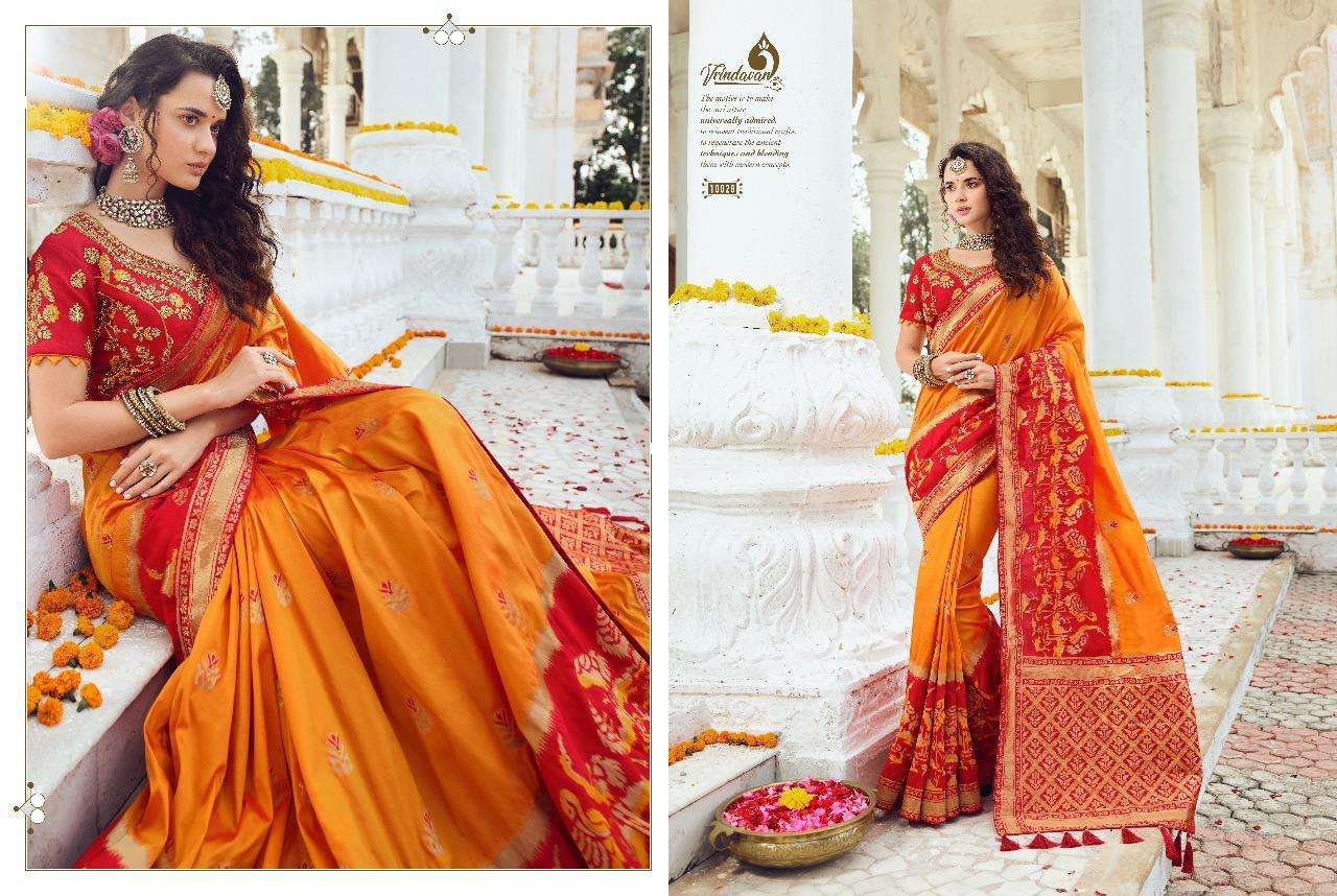 VRINDAVAN VOL-5 BY THE ROYAL COLLECTION 10028 TO 10042 SERIES INDIAN TRADITIONAL WEAR COLLECTION BEAUTIFUL STYLISH FANCY COLORFUL PARTY WEAR & OCCASIONAL WEAR FANCY SAREES AT WHOLESALE PRICE