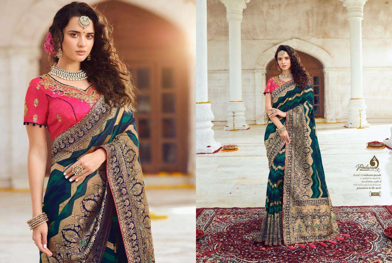 VRINDAVAN VOL-5 BY THE ROYAL COLLECTION 10028 TO 10042 SERIES INDIAN TRADITIONAL WEAR COLLECTION BEAUTIFUL STYLISH FANCY COLORFUL PARTY WEAR & OCCASIONAL WEAR FANCY SAREES AT WHOLESALE PRICE