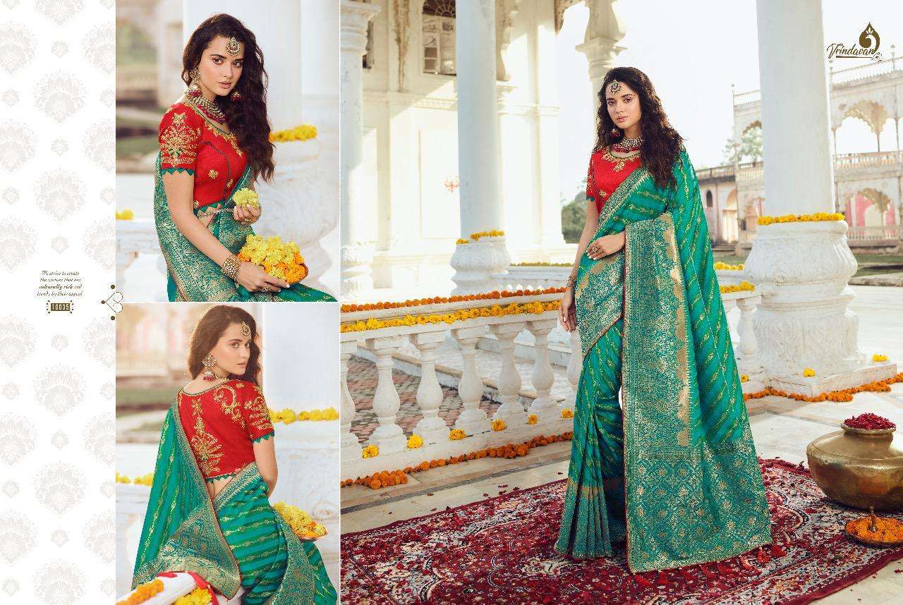 VRINDAVAN VOL-5 BY THE ROYAL COLLECTION 10028 TO 10042 SERIES INDIAN TRADITIONAL WEAR COLLECTION BEAUTIFUL STYLISH FANCY COLORFUL PARTY WEAR & OCCASIONAL WEAR FANCY SAREES AT WHOLESALE PRICE