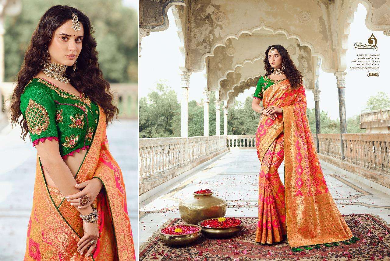 VRINDAVAN VOL-5 BY THE ROYAL COLLECTION 10028 TO 10042 SERIES INDIAN TRADITIONAL WEAR COLLECTION BEAUTIFUL STYLISH FANCY COLORFUL PARTY WEAR & OCCASIONAL WEAR FANCY SAREES AT WHOLESALE PRICE