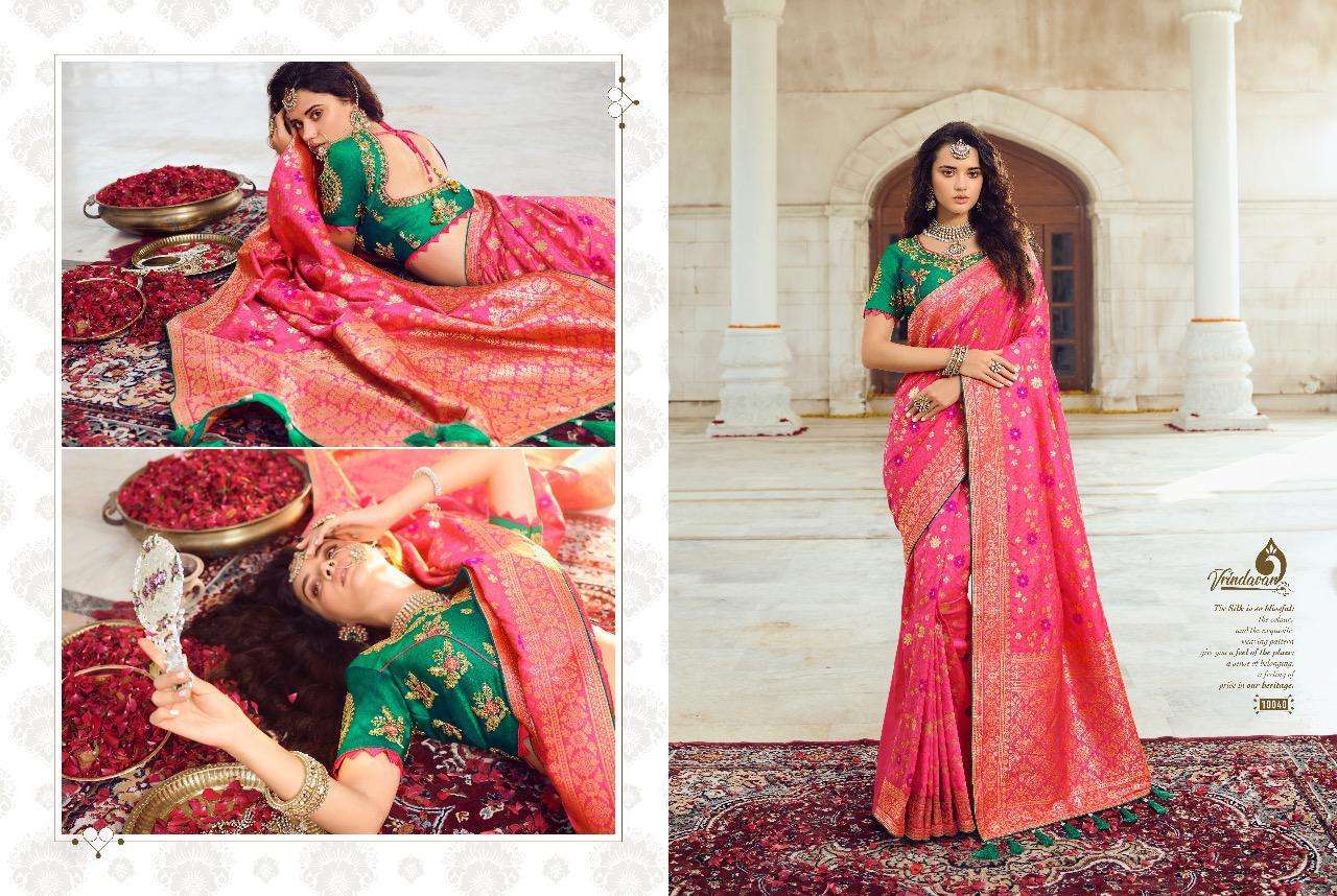 VRINDAVAN VOL-5 BY THE ROYAL COLLECTION 10028 TO 10042 SERIES INDIAN TRADITIONAL WEAR COLLECTION BEAUTIFUL STYLISH FANCY COLORFUL PARTY WEAR & OCCASIONAL WEAR FANCY SAREES AT WHOLESALE PRICE