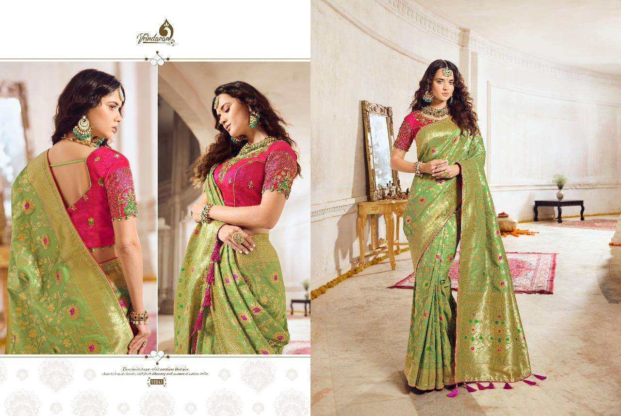 VRINDAVAN VOL-5 BY THE ROYAL COLLECTION 10028 TO 10042 SERIES INDIAN TRADITIONAL WEAR COLLECTION BEAUTIFUL STYLISH FANCY COLORFUL PARTY WEAR & OCCASIONAL WEAR FANCY SAREES AT WHOLESALE PRICE