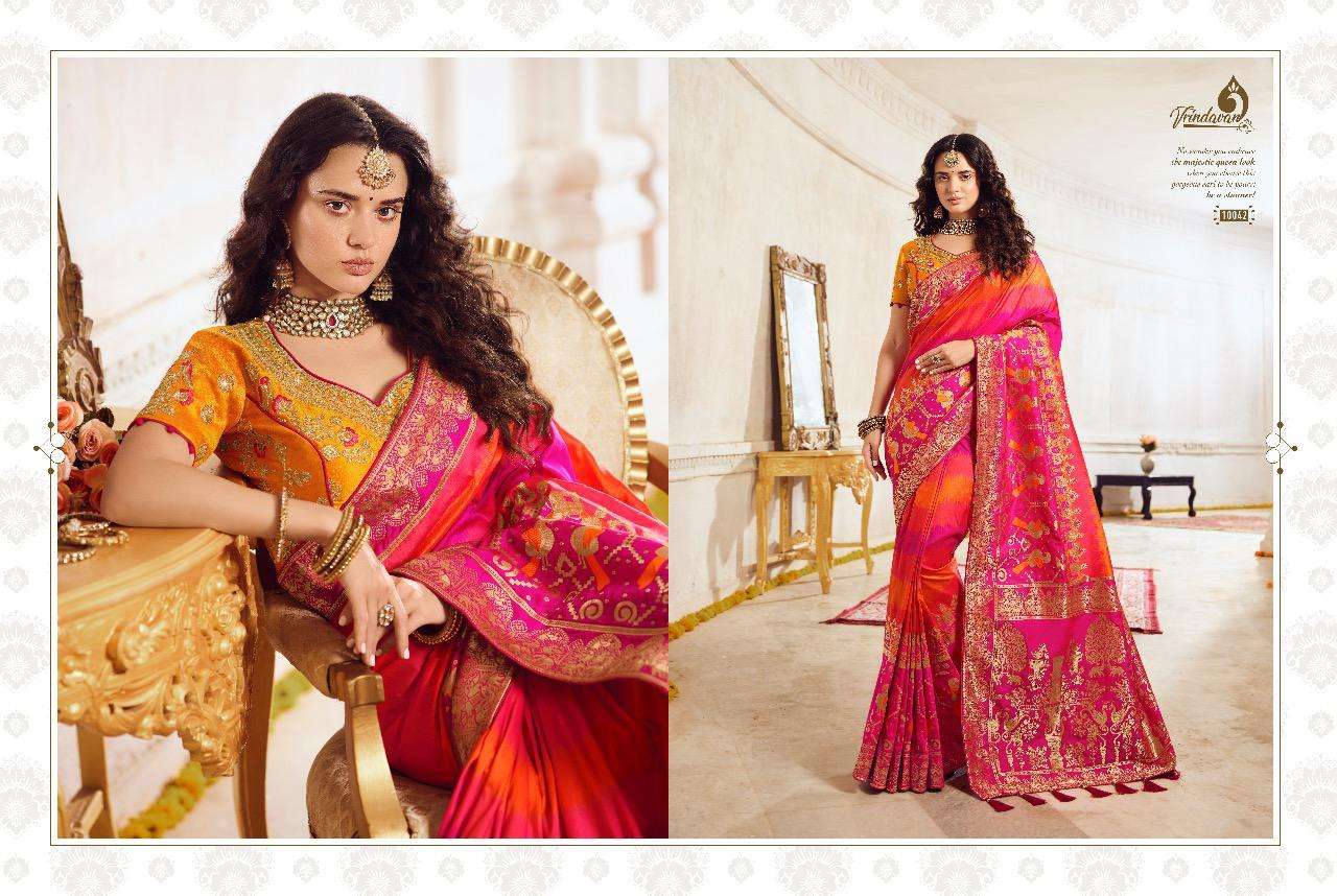 VRINDAVAN VOL-5 BY THE ROYAL COLLECTION 10028 TO 10042 SERIES INDIAN TRADITIONAL WEAR COLLECTION BEAUTIFUL STYLISH FANCY COLORFUL PARTY WEAR & OCCASIONAL WEAR FANCY SAREES AT WHOLESALE PRICE