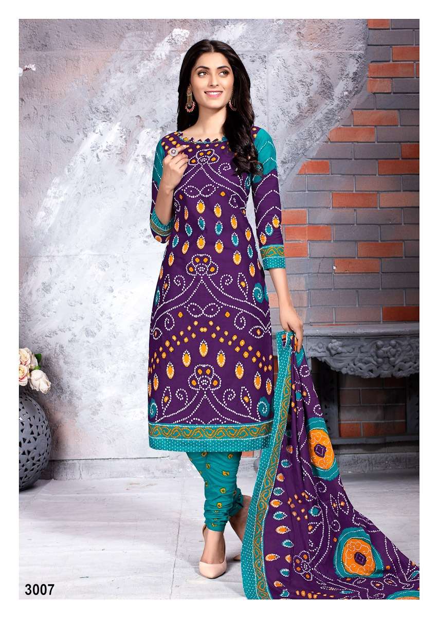 CHUNARI VOL-3 BY MEENAXI 3001 TO 3010 SERIES BEAUTIFUL STYLISH SHARARA SUITS FANCY COLORFUL CASUAL WEAR & ETHNIC WEAR & READY TO WEAR MEENAKSHI COTTON PRINTED DRESSES AT WHOLESALE PRICE