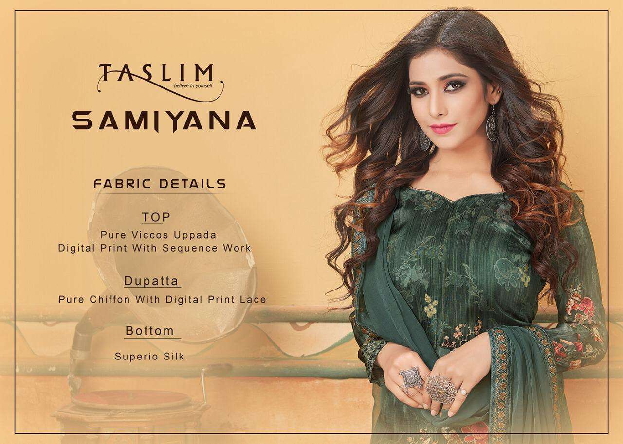 SAMIYANA BY TASLIM 23 TO 28 SERIES BEAUTIFUL STYLISH SHARARA SUITS FANCY COLORFUL CASUAL WEAR & ETHNIC WEAR & READY TO WEAR PURE VISCOSE UPADA WITH  PRINTED DRESSES AT WHOLESALE PRICE