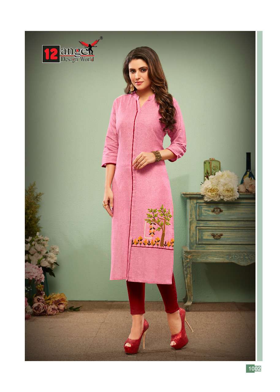 IMPRESSION BY 12 ANGEL 1001 TO 1008 SERIES BEAUTIFUL STYLISH FANCY COLORFUL CASUAL WEAR & ETHNIC WEAR & READY TO WEAR HANDLOOM COTTON KURTIS AT WHOLESALE PRICE