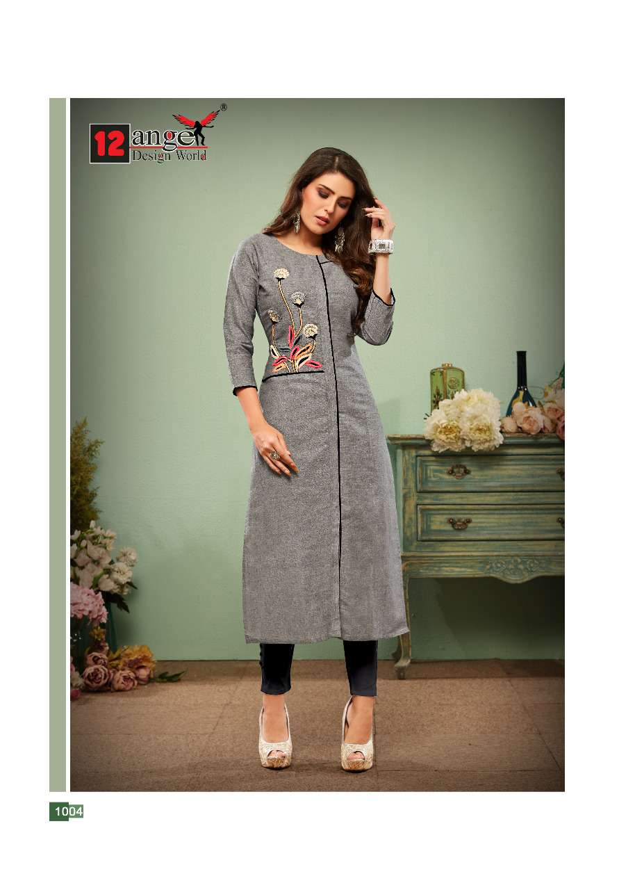 IMPRESSION BY 12 ANGEL 1001 TO 1008 SERIES BEAUTIFUL STYLISH FANCY COLORFUL CASUAL WEAR & ETHNIC WEAR & READY TO WEAR HANDLOOM COTTON KURTIS AT WHOLESALE PRICE