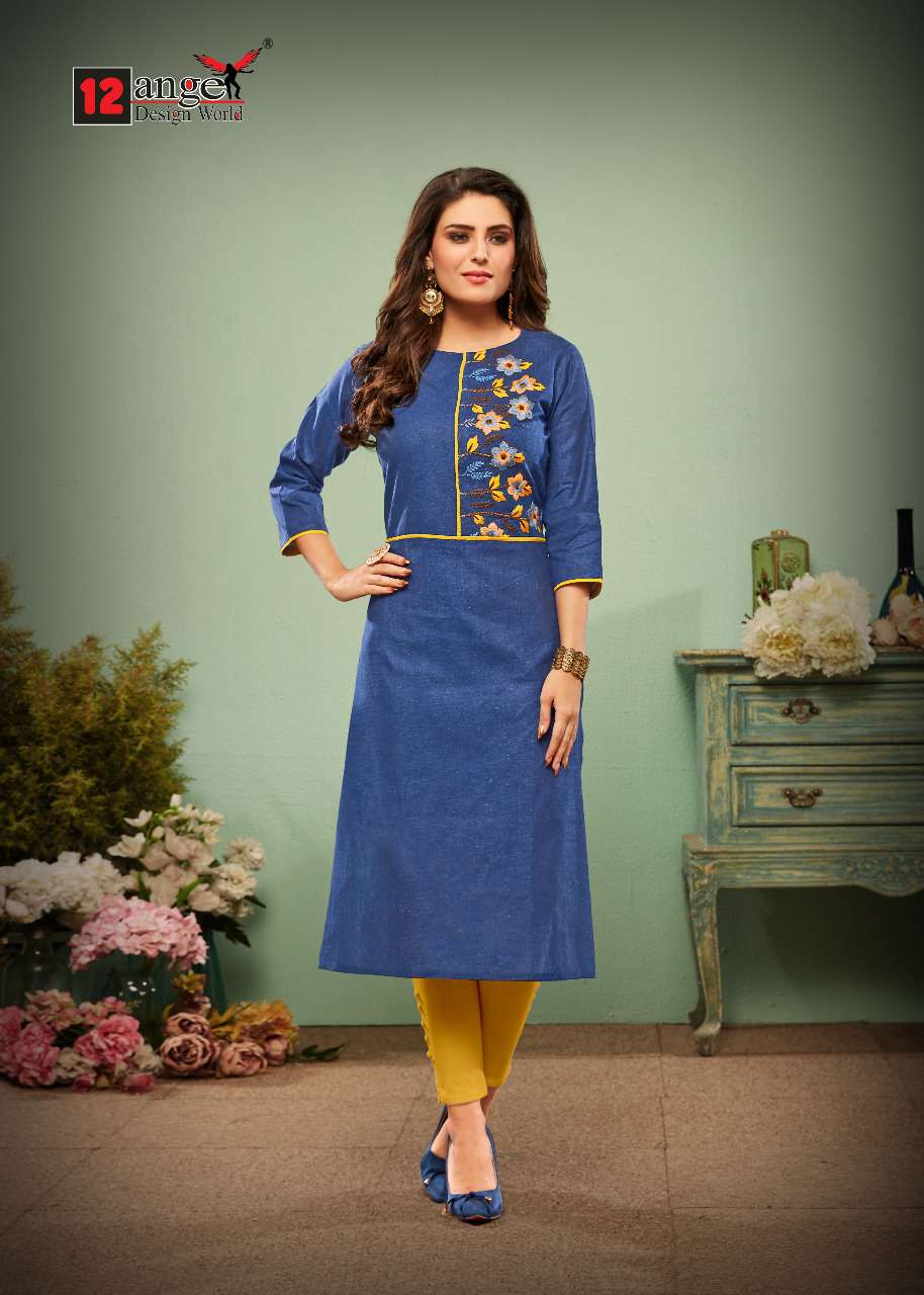 IMPRESSION BY 12 ANGEL 1001 TO 1008 SERIES BEAUTIFUL STYLISH FANCY COLORFUL CASUAL WEAR & ETHNIC WEAR & READY TO WEAR HANDLOOM COTTON KURTIS AT WHOLESALE PRICE