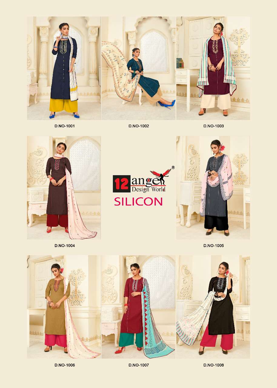 SILICON BY 12 ANGEL 1001 TO 1008 SERIES  DESIGNER WEDDING COLLECTION BEAUTIFUL STYLISH FANCY COLORFUL PARTY WEAR & OCCASIONAL WEAR COTTON FLEX EMBROIDERED DRESSES AT WHOLESALE PRICE