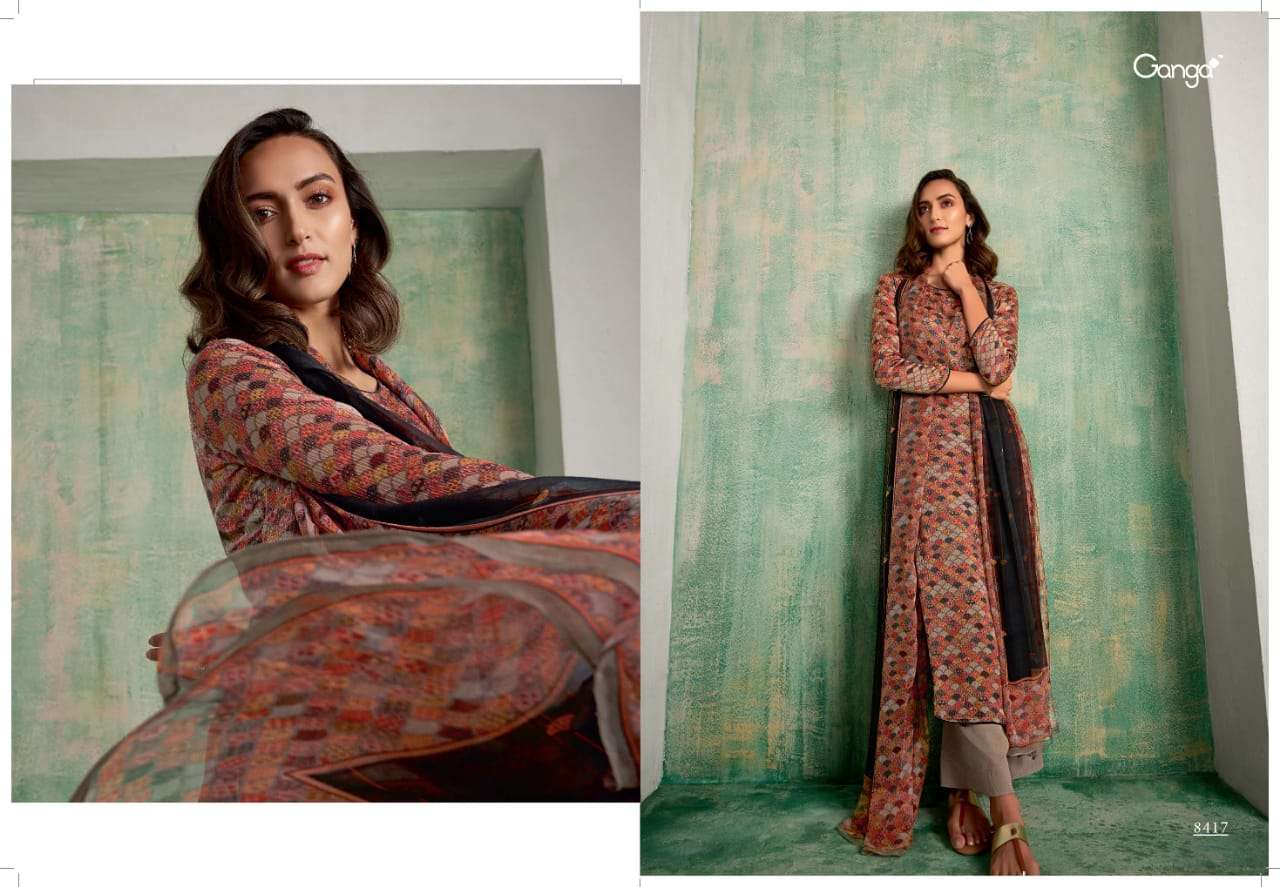 MUGHAL BY GANGA FASHION 8416 TO 8421 SERIES BEAUTIFUL SHARARA SUITS STYLISH FANCY COLORFUL PARTY WEAR & ETHNIC WEAR PURE SILK PRINTED DRESSES AT WHOLESALE PRICE