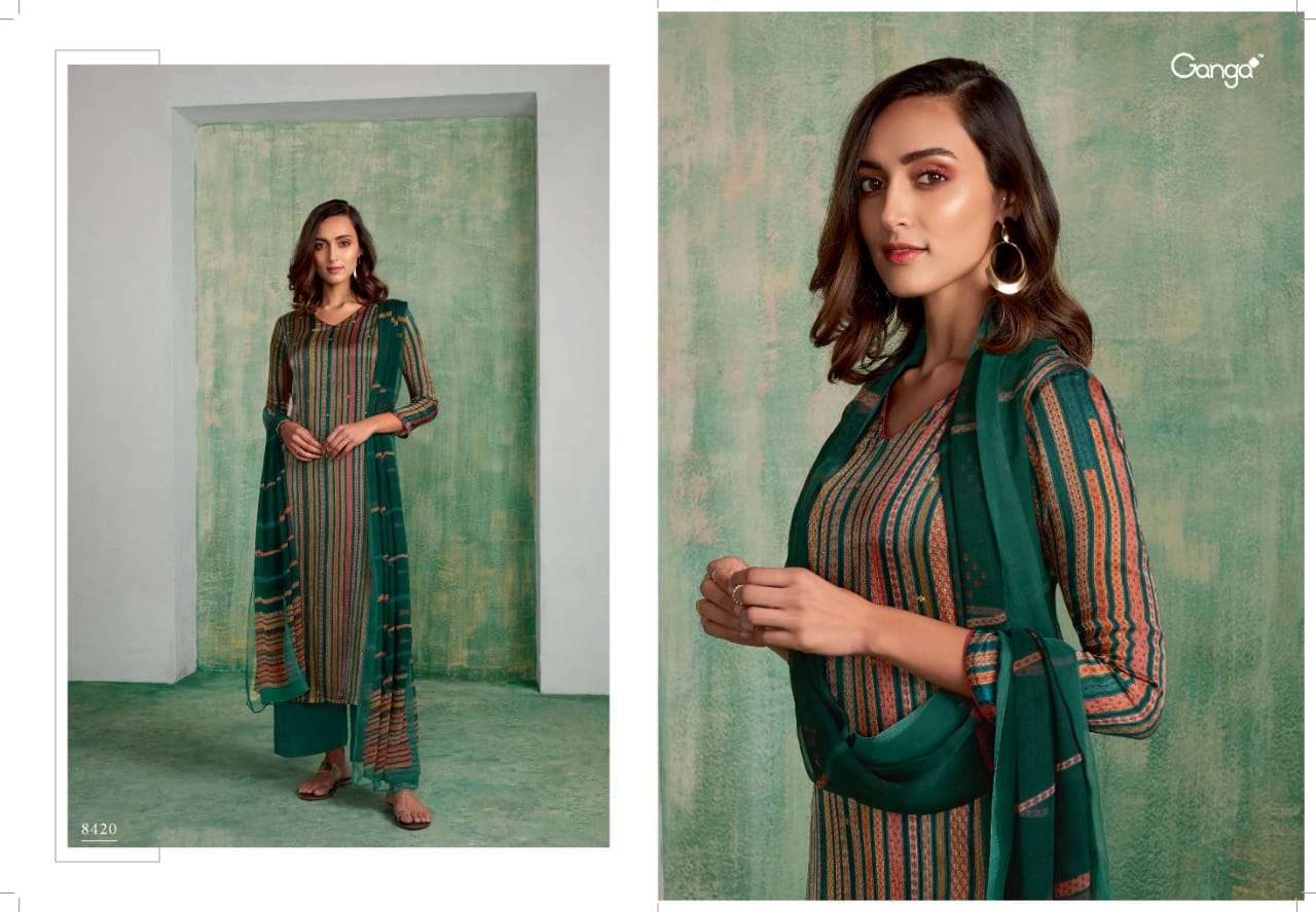 MUGHAL BY GANGA FASHION 8416 TO 8421 SERIES BEAUTIFUL SHARARA SUITS STYLISH FANCY COLORFUL PARTY WEAR & ETHNIC WEAR PURE SILK PRINTED DRESSES AT WHOLESALE PRICE