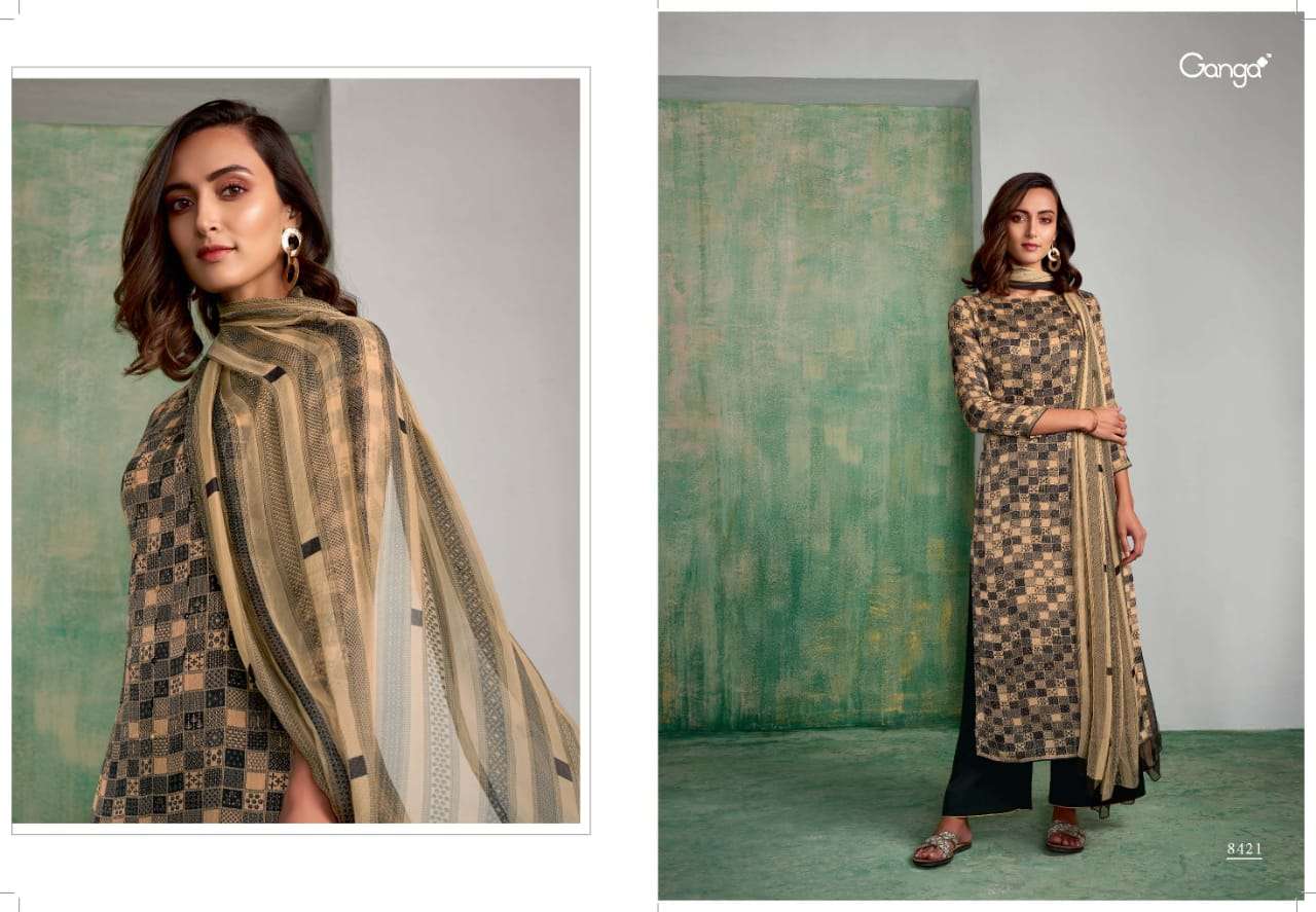 MUGHAL BY GANGA FASHION 8416 TO 8421 SERIES BEAUTIFUL SHARARA SUITS STYLISH FANCY COLORFUL PARTY WEAR & ETHNIC WEAR PURE SILK PRINTED DRESSES AT WHOLESALE PRICE
