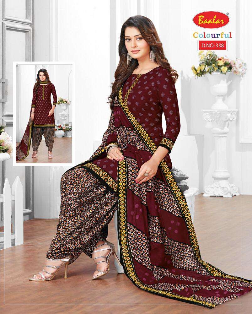 COLOURFUL VOL-3 BY BAALA FASHION 333 TO 353 SERIES DESIGNER PATIYALA SUITS BEAUTIFUL FANCY COLORFUL STYLISH PARTY WEAR & ETHNIC WEAR PURE COTTON PRINTED DRESSES AT WHOLESALE PRICE
