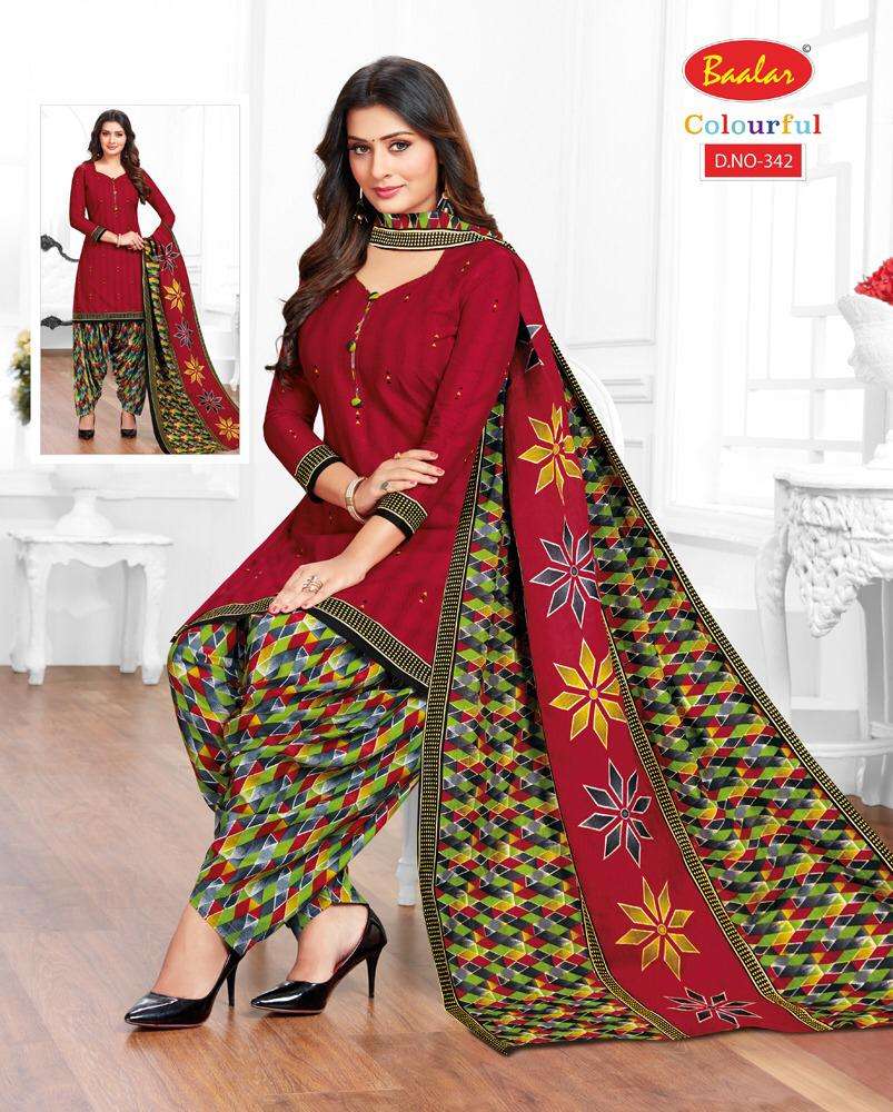 COLOURFUL VOL-3 BY BAALA FASHION 333 TO 353 SERIES DESIGNER PATIYALA SUITS BEAUTIFUL FANCY COLORFUL STYLISH PARTY WEAR & ETHNIC WEAR PURE COTTON PRINTED DRESSES AT WHOLESALE PRICE