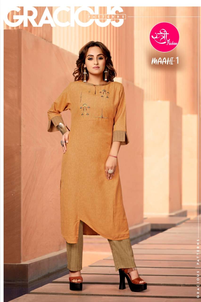 MAAHI BY STREE FASHION 01 TO 06 SERIES STYLISH FANCY BEAUTIFUL COLORFUL CASUAL WEAR & ETHNIC WEAR COTTON HANDLOOM WEAVING PRINTED KURTIS AT WHOLESALE PRICE