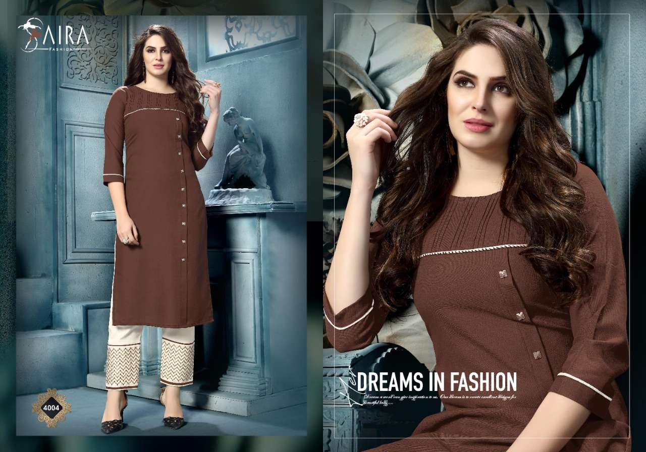 SAIRA VOL-4 BY SAIRA FASHION 4001 TO 4006 SERIES STYLISH FANCY BEAUTIFUL COLORFUL CASUAL WEAR & ETHNIC WEAR RUBBY COTTON KURTIS WITH BOTTOM AT WHOLESALE PRICE