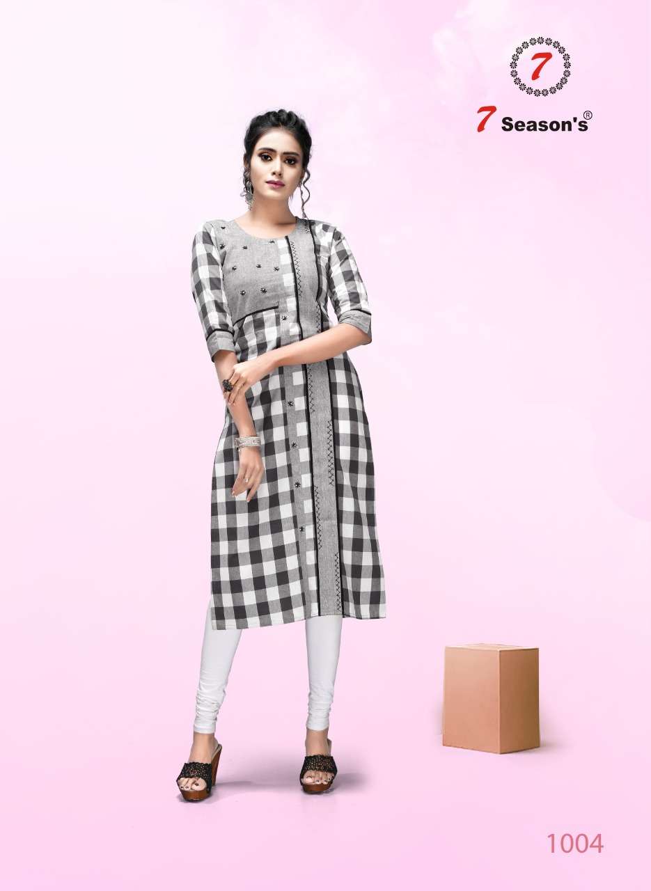 GOLD BY 7 SEASON 1001 TO 1004 SERIES BEAUTIFUL COLORFUL STYLISH FANCY CASUAL WEAR & ETHNIC WEAR & READY TO WEAR COTTON KURTIS AT WHOLESALE PRICE
