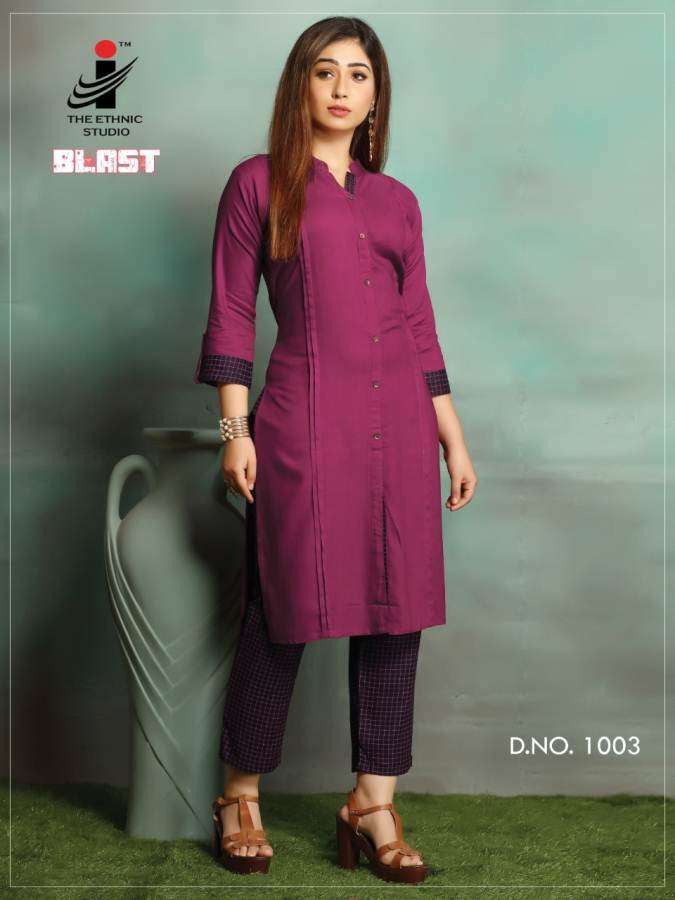 BLAST BY THE ETHNIC STUDIO 1001 TO 1008 SERIES BEAUTIFUL COLORFUL STYLISH FANCY CASUAL WEAR & ETHNIC WEAR & READY TO WEAR HEAVY RAYON  KURTIS AT WHOLESALE PRICE