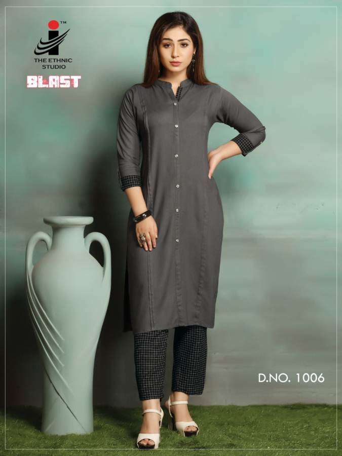 BLAST BY THE ETHNIC STUDIO 1001 TO 1008 SERIES BEAUTIFUL COLORFUL STYLISH FANCY CASUAL WEAR & ETHNIC WEAR & READY TO WEAR HEAVY RAYON  KURTIS AT WHOLESALE PRICE
