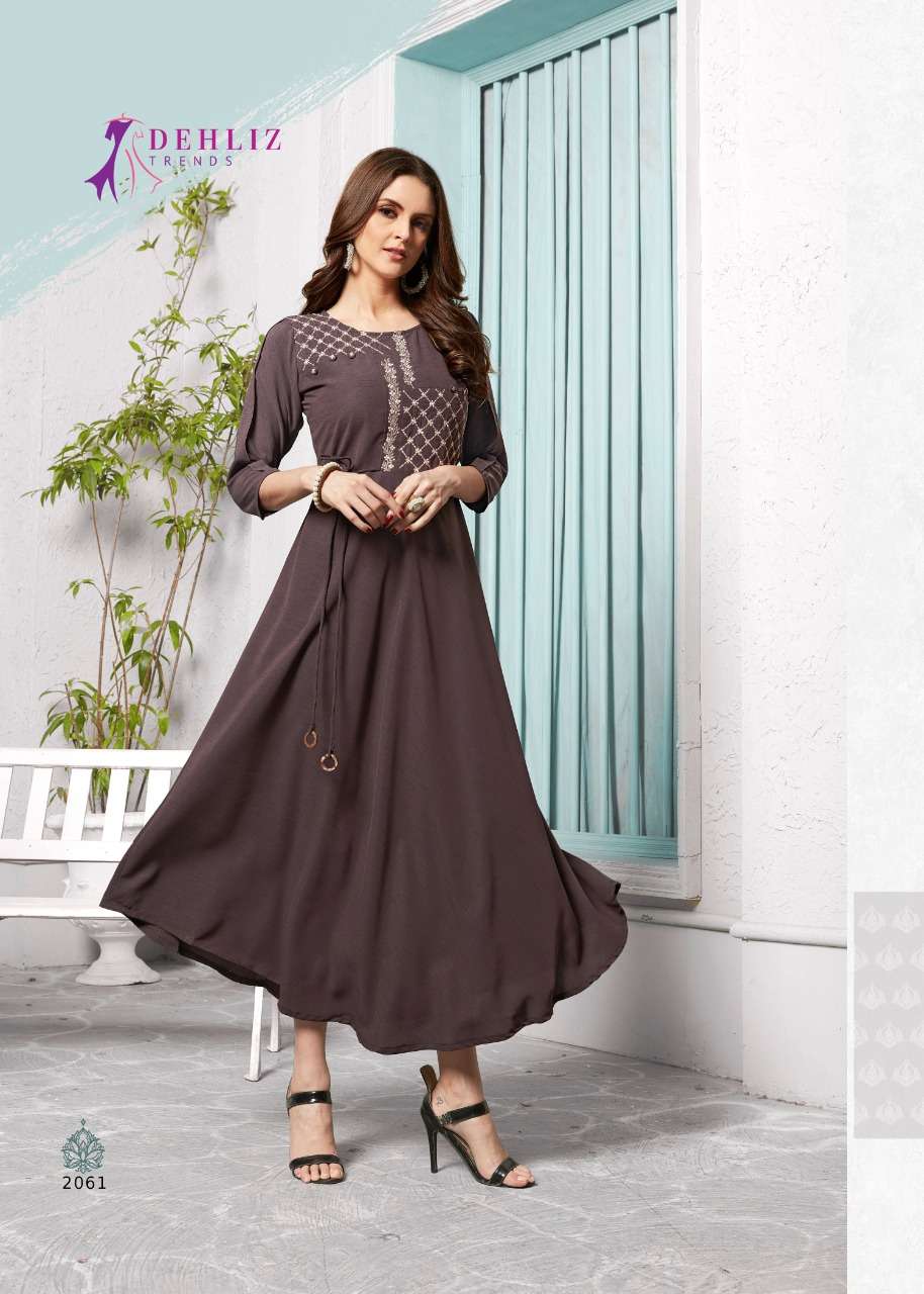 LICHI BY DEHLIZ TRENDZ 2060 TO 2064 SERIES BEAUTIFUL COLORFUL STYLISH FANCY CASUAL WEAR & ETHNIC WEAR & READY TO WEAR HEAVY IMPORTED SLUB DYED  KURTIS AT WHOLESALE PRICE