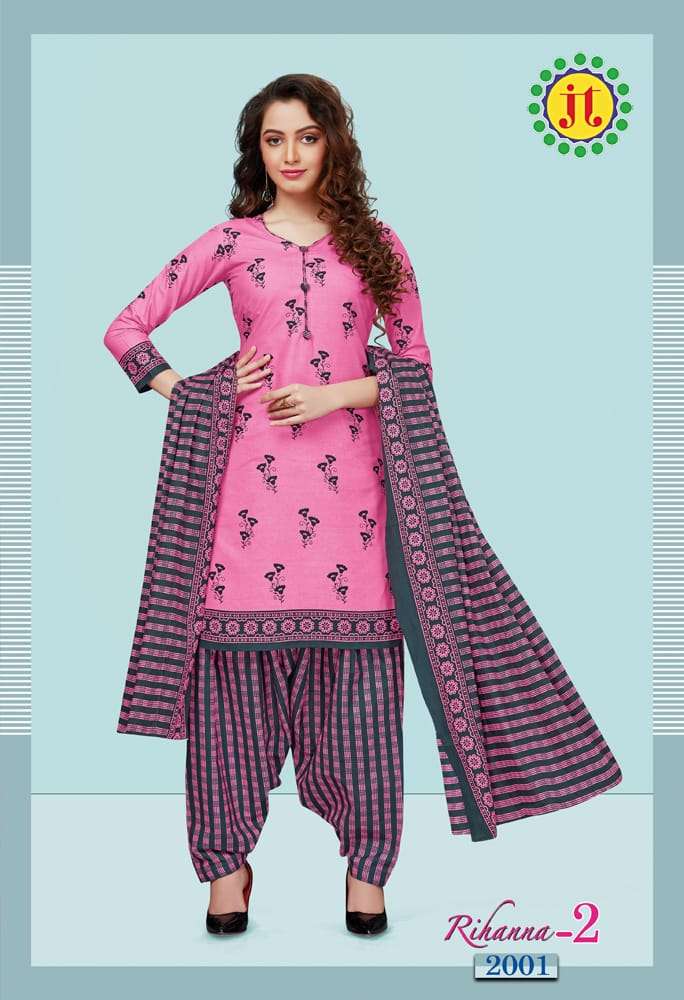 RIHANNA VOL-2 BY JT 2001 TO 2015 SERIES DESIGNER FESTIVE SUITS COLLECTION BEAUTIFUL STYLISH FANCY COLORFUL PARTY WEAR & OCCASIONAL WEAR COTTON PRINTED DRESSES AT WHOLESALE PRICE