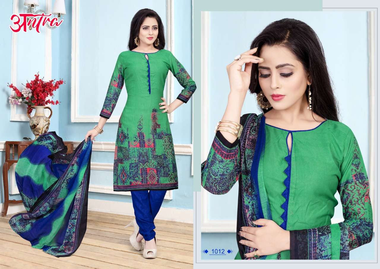 ANTRA BY PARV PRINT 1001 TO 1012 SERIES DESIGNER FESTIVE SUITS COLLECTION BEAUTIFUL STYLISH FANCY COLORFUL PARTY WEAR & OCCASIONAL WEAR AMERICAN CREPE PRINTED DRESSES AT WHOLESALE PRICE