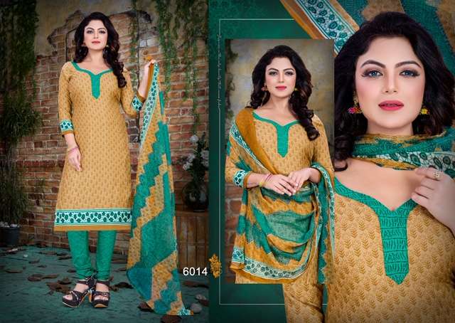 KUM KUM VOL-6 BY PARV PRINT 6001 TO 6016 SERIES DESIGNER FESTIVE SUITS COLLECTION BEAUTIFUL STYLISH FANCY COLORFUL PARTY WEAR & OCCASIONAL WEAR AMERICAN CREPE PRINTED DRESSES AT WHOLESALE PRICE