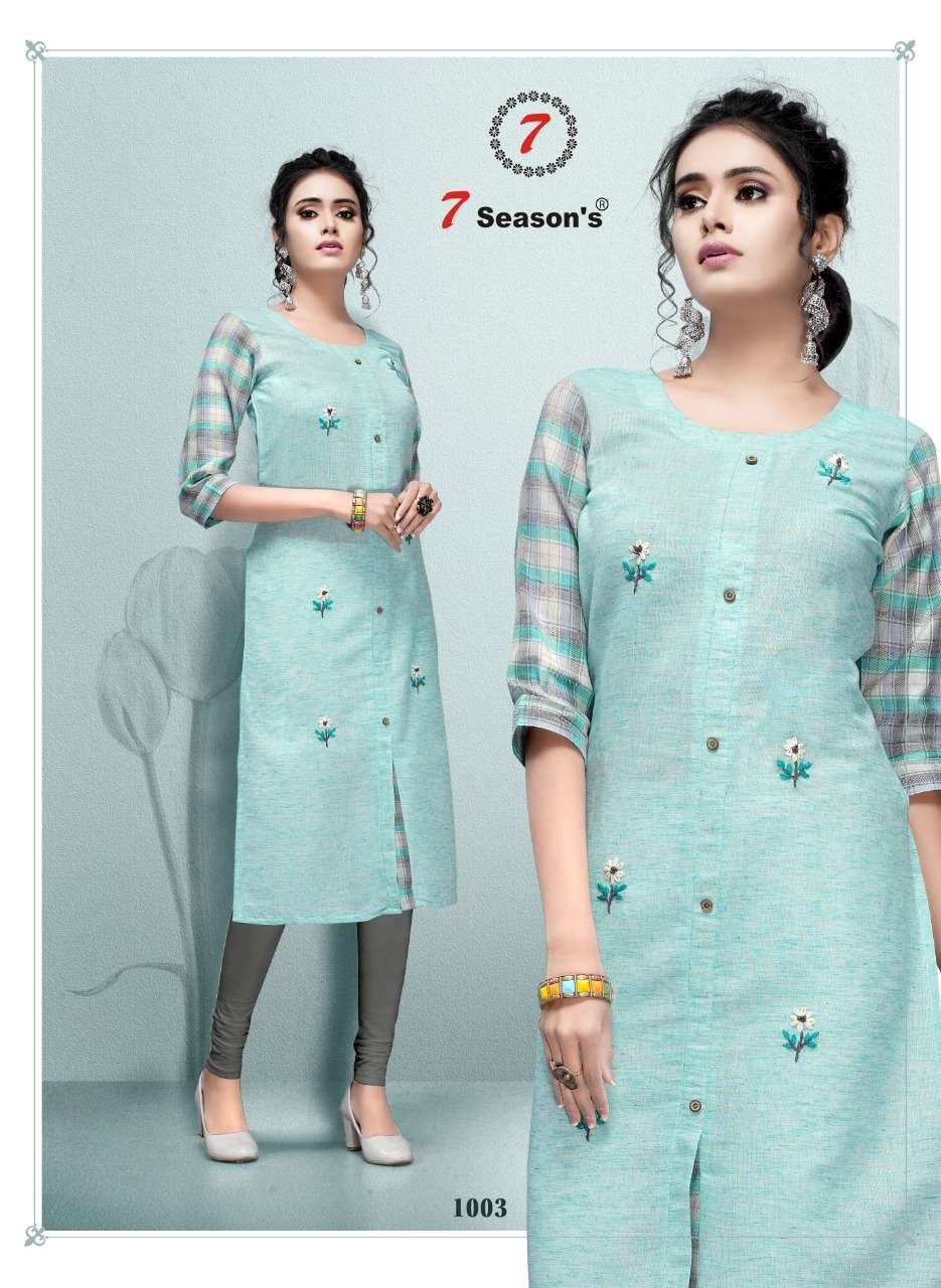 TIK TOK BY 7 SEASON 1001 TO 1005 SERIES BEAUTIFUL COLORFUL STYLISH FANCY CASUAL WEAR & ETHNIC WEAR & READY TO WEAR COTTON PRINTED KURTIS AT WHOLESALE PRICE
