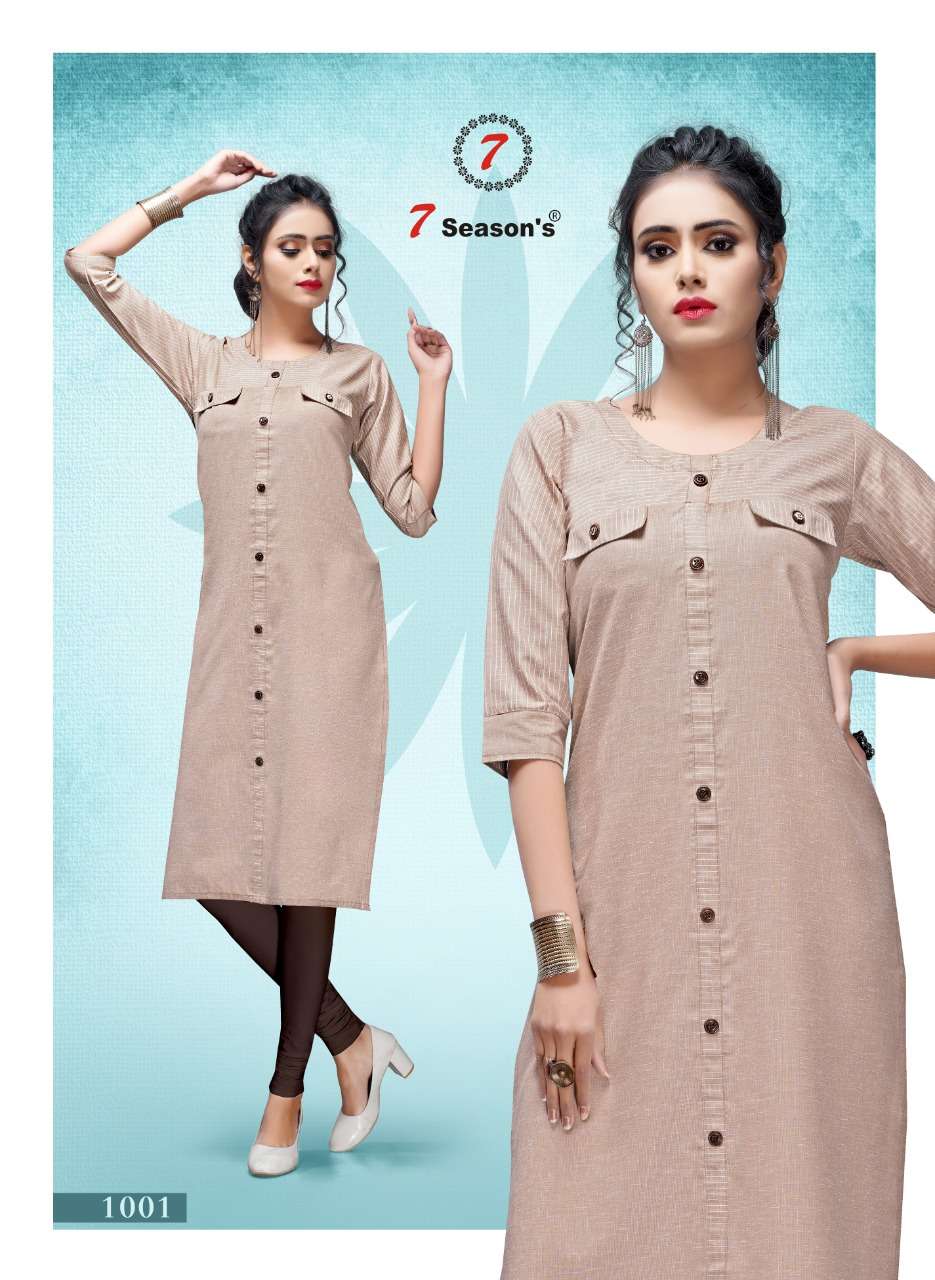 SILAAY MACHINE BY 7 SEASON 1001 TO 1006 SERIES BEAUTIFUL COLORFUL STYLISH FANCY CASUAL WEAR & ETHNIC WEAR & READY TO WEAR COTTON FABRIC KURTIS AT WHOLESALE PRICE