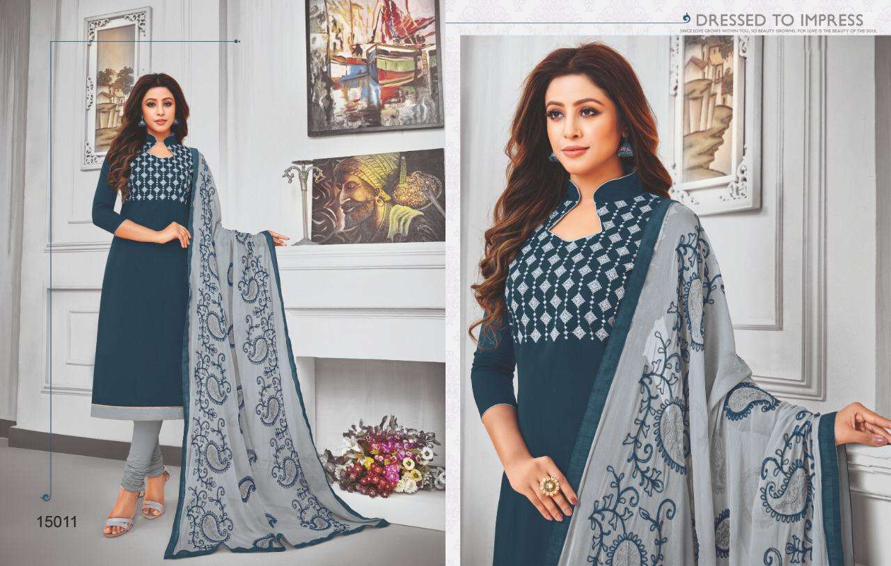 KAAMINI VOL-11 BY KAYCE TRENDZ 15003 TO 15014 SERIES DESIGNER SUITS BEAUTIFUL STYLISH FANCY COLORFUL PARTY WEAR & ETHNIC WEAR COTTON FLEX EMBROIDERY DRESSES AT WHOLESALE PRICE