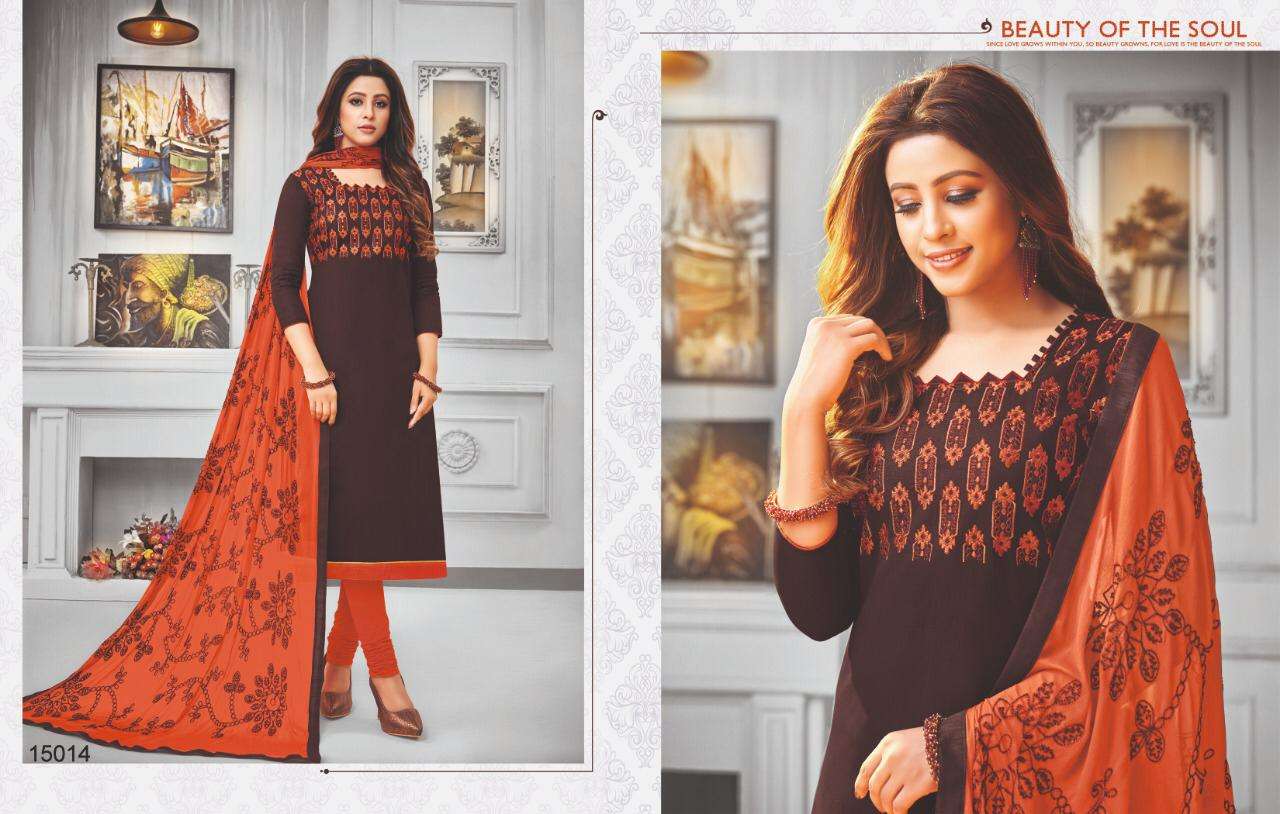 KAAMINI VOL-11 BY KAYCE TRENDZ 15003 TO 15014 SERIES DESIGNER SUITS BEAUTIFUL STYLISH FANCY COLORFUL PARTY WEAR & ETHNIC WEAR COTTON FLEX EMBROIDERY DRESSES AT WHOLESALE PRICE