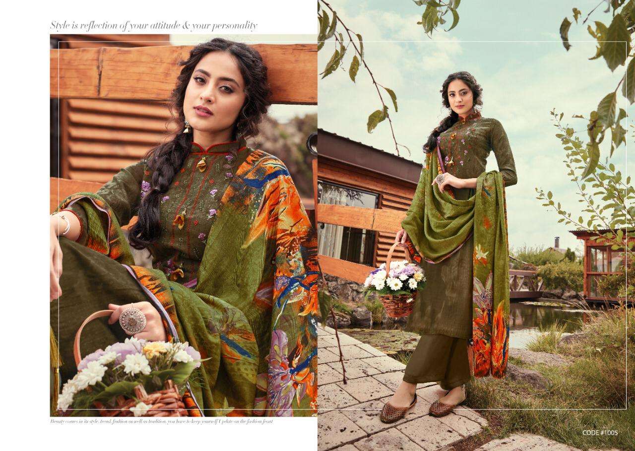 NARGIS BY KAY VEE 1001 TO 1008 SERIES BEAUTIFUL SUITS COLORFUL STYLISH FANCY CASUAL WEAR & ETHNIC WEAR PURE PASHMINA PRINTED WITH EMBROIDERY DRESSES AT WHOLESALE PRICE