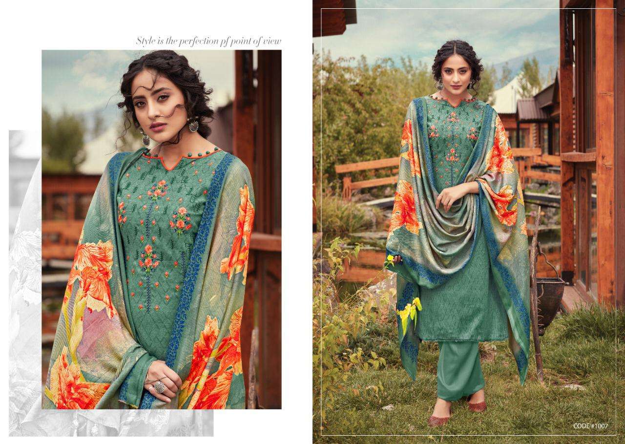 NARGIS BY KAY VEE 1001 TO 1008 SERIES BEAUTIFUL SUITS COLORFUL STYLISH FANCY CASUAL WEAR & ETHNIC WEAR PURE PASHMINA PRINTED WITH EMBROIDERY DRESSES AT WHOLESALE PRICE