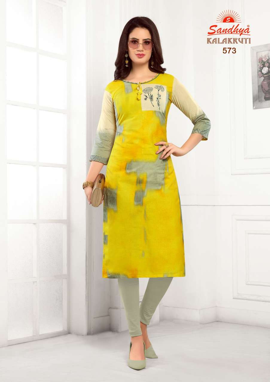 Kalakruti Vol-18 By Sandhya 561 To 580 Series Beautiful Colorful Stylish Fancy Casual Wear & Ethnic Wear & Ready To Wear Pure Cotton Printed Kurtis At Wholesale Price