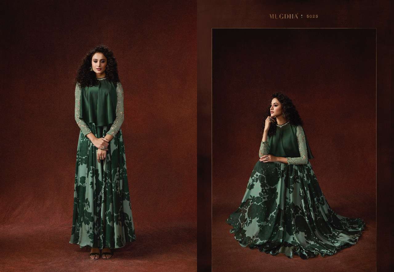 ELITE VOL-3 BY MUGDHA 5024 TO 5030 SERIES DESIGNER BEAUTIFUL STYLISH FANCY COLORFUL PARTY WEAR & OCCASIONAL WEAR LYCRA/SILK/GEORGETTE GOWNS AT WHOLESALE PRICE