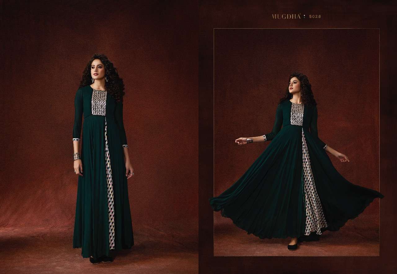 ELITE VOL-3 BY MUGDHA 5024 TO 5030 SERIES DESIGNER BEAUTIFUL STYLISH FANCY COLORFUL PARTY WEAR & OCCASIONAL WEAR LYCRA/SILK/GEORGETTE GOWNS AT WHOLESALE PRICE