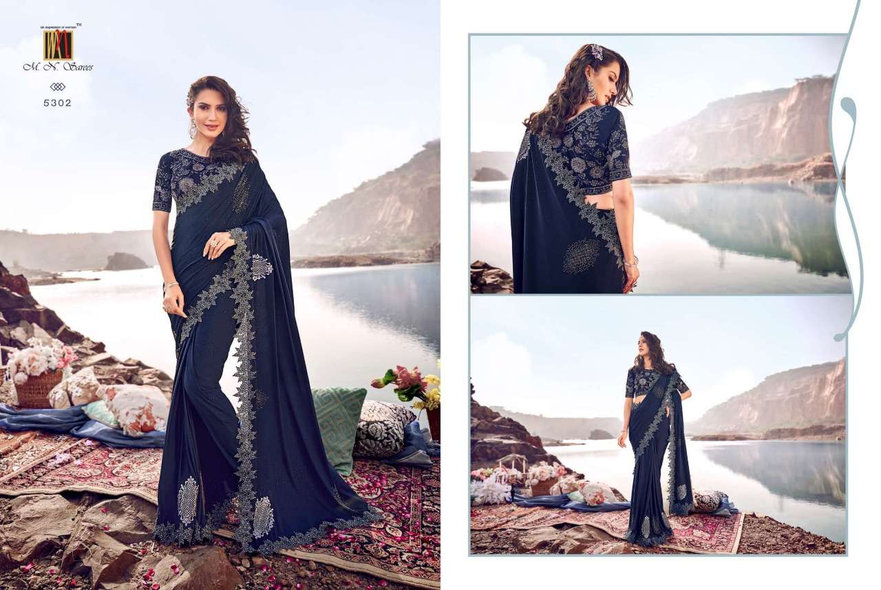 SWAROVSKI BY M.N. SAREES 5301 TO 5317 SERIES INDIAN TRADITIONAL WEAR COLLECTION BEAUTIFUL STYLISH FANCY COLORFUL PARTY WEAR & OCCASIONAL WEAR NET/KOREAN SAREES AT WHOLESALE PRICE