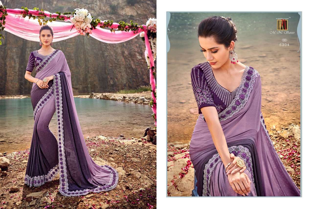 SWAROVSKI BY M.N. SAREES 5301 TO 5317 SERIES INDIAN TRADITIONAL WEAR COLLECTION BEAUTIFUL STYLISH FANCY COLORFUL PARTY WEAR & OCCASIONAL WEAR NET/KOREAN SAREES AT WHOLESALE PRICE