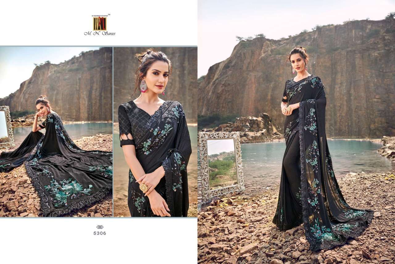 SWAROVSKI BY M.N. SAREES 5301 TO 5317 SERIES INDIAN TRADITIONAL WEAR COLLECTION BEAUTIFUL STYLISH FANCY COLORFUL PARTY WEAR & OCCASIONAL WEAR NET/KOREAN SAREES AT WHOLESALE PRICE