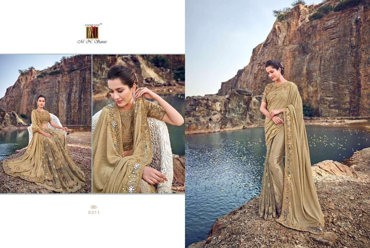SWAROVSKI BY M.N. SAREES 5301 TO 5317 SERIES INDIAN TRADITIONAL WEAR COLLECTION BEAUTIFUL STYLISH FANCY COLORFUL PARTY WEAR & OCCASIONAL WEAR NET/KOREAN SAREES AT WHOLESALE PRICE