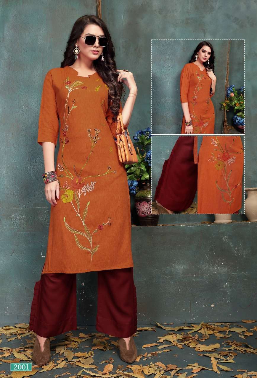 VENTURE BY M4U 2001 TO 2006 SERIES STYLISH FANCY COLORFUL COLLECTION CASUAL WEAR & ETHNIC WEAR HEAVY QUALITY CRESTA RAYON KURTIS WITH BOTTOM AT WHOLESALE PRICE