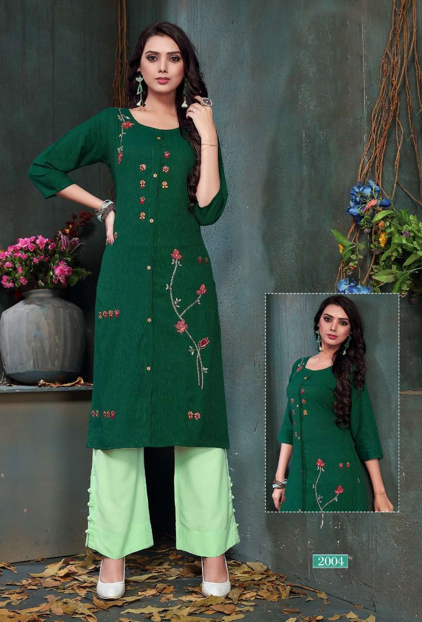 VENTURE BY M4U 2001 TO 2006 SERIES STYLISH FANCY COLORFUL COLLECTION CASUAL WEAR & ETHNIC WEAR HEAVY QUALITY CRESTA RAYON KURTIS WITH BOTTOM AT WHOLESALE PRICE