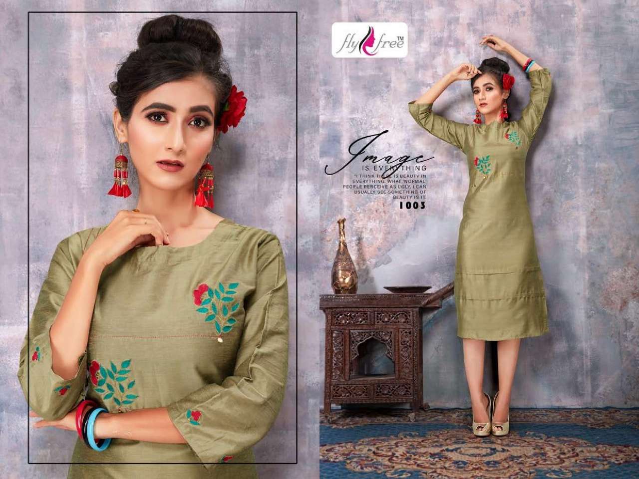 PANCHI BY FLY FREE 1001 TO 1006 SERIES DESIGNER BEAUTIFUL STYLISH FANCY COLORFUL CASUAL WEAR & ETHNIC WEAR SILK KURTIS AT WHOLESALE PRICE
