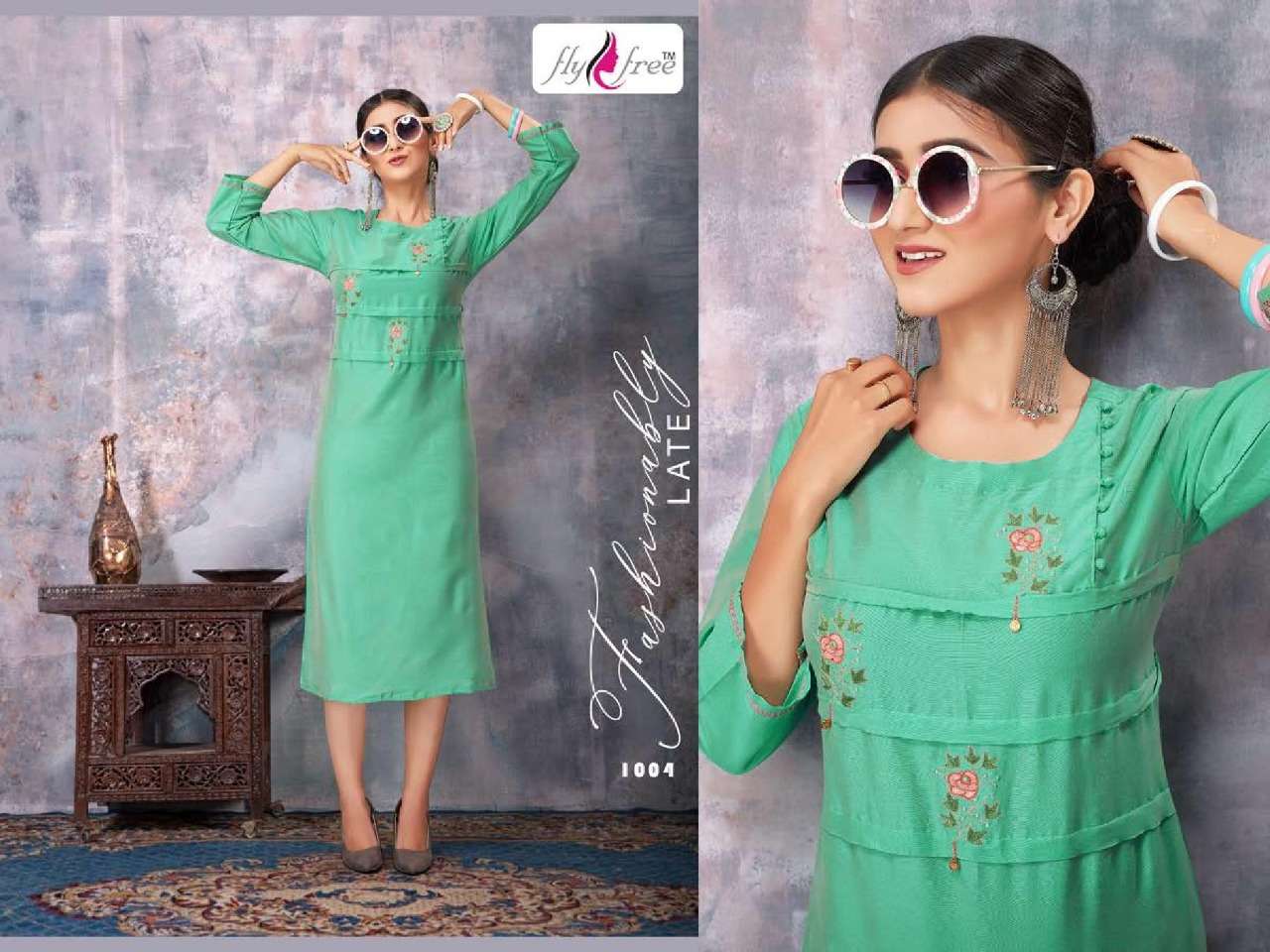 PANCHI BY FLY FREE 1001 TO 1006 SERIES DESIGNER BEAUTIFUL STYLISH FANCY COLORFUL CASUAL WEAR & ETHNIC WEAR SILK KURTIS AT WHOLESALE PRICE