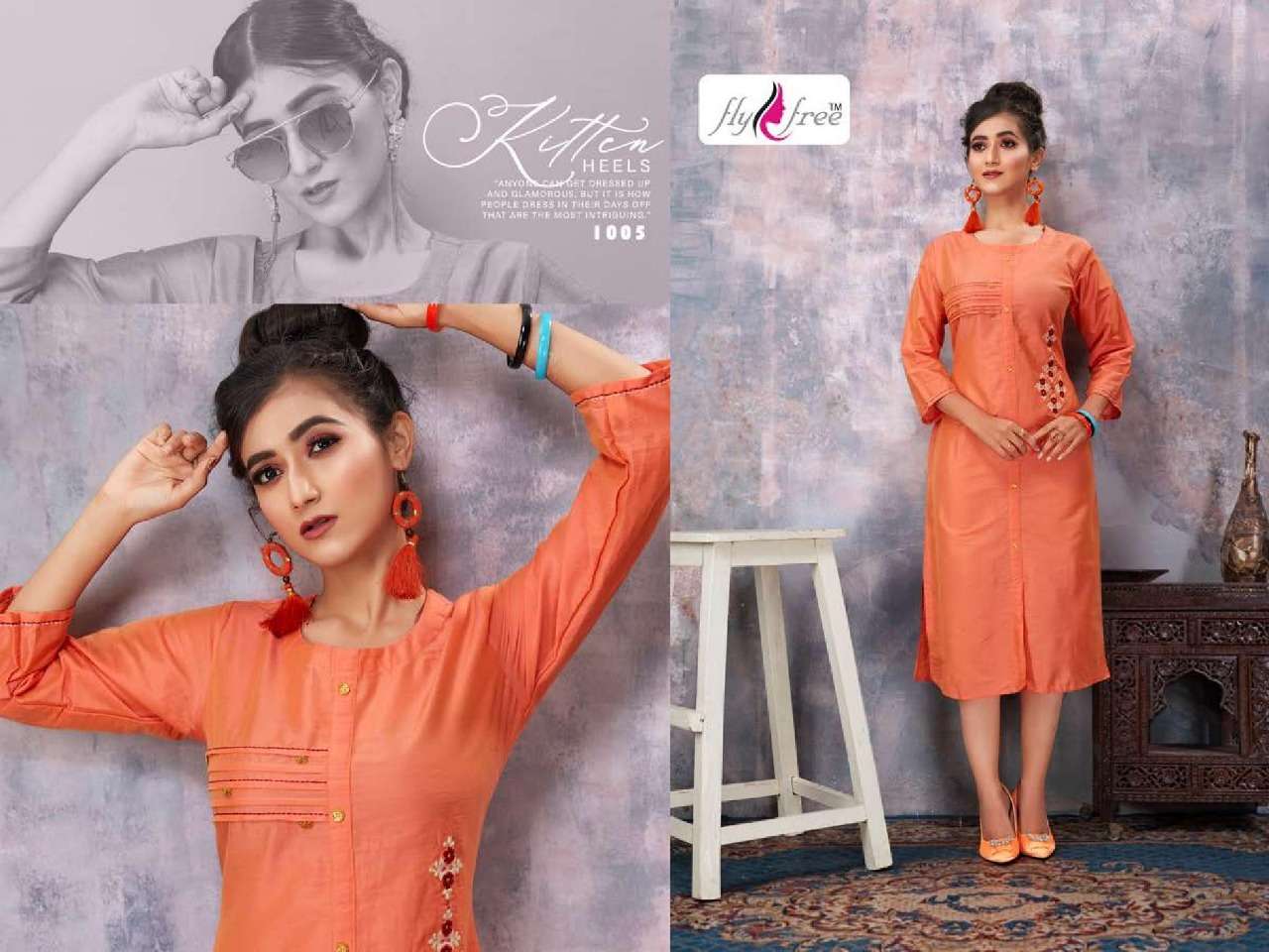 PANCHI BY FLY FREE 1001 TO 1006 SERIES DESIGNER BEAUTIFUL STYLISH FANCY COLORFUL CASUAL WEAR & ETHNIC WEAR SILK KURTIS AT WHOLESALE PRICE