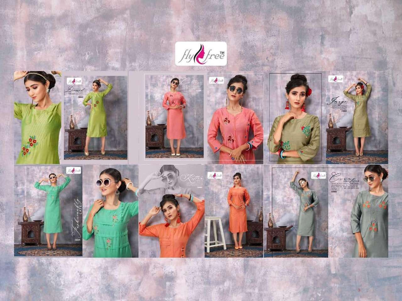 PANCHI BY FLY FREE 1001 TO 1006 SERIES DESIGNER BEAUTIFUL STYLISH FANCY COLORFUL CASUAL WEAR & ETHNIC WEAR SILK KURTIS AT WHOLESALE PRICE