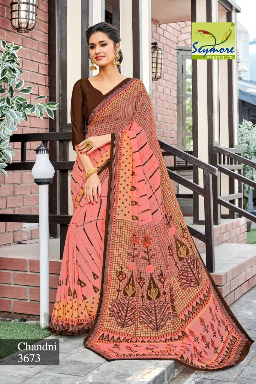 CHANDNI VOL-13B BY SEYMORE PRINTS 3670 TO 3679 SERIES INDIAN TRADITIONAL WEAR COLLECTION BEAUTIFUL STYLISH FANCY COLORFUL PARTY WEAR & OCCASIONAL WEAR GEORGETTE PRINTED SAREES AT WHOLESALE PRICE