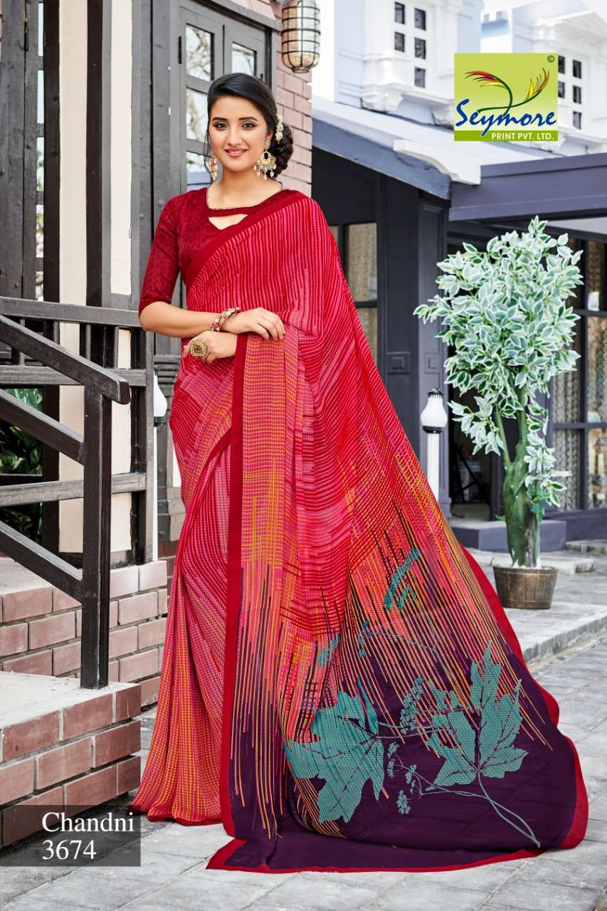 CHANDNI VOL-13B BY SEYMORE PRINTS 3670 TO 3679 SERIES INDIAN TRADITIONAL WEAR COLLECTION BEAUTIFUL STYLISH FANCY COLORFUL PARTY WEAR & OCCASIONAL WEAR GEORGETTE PRINTED SAREES AT WHOLESALE PRICE