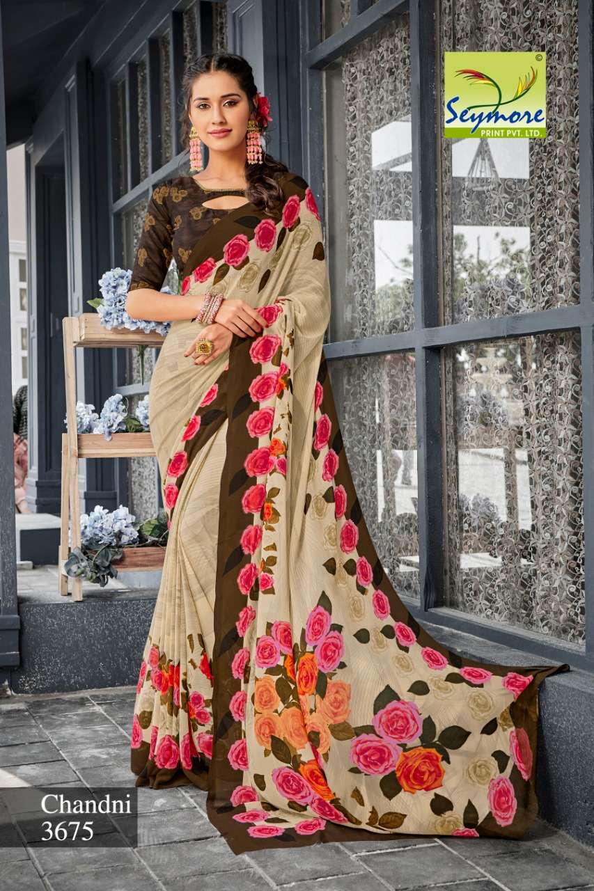 CHANDNI VOL-13B BY SEYMORE PRINTS 3670 TO 3679 SERIES INDIAN TRADITIONAL WEAR COLLECTION BEAUTIFUL STYLISH FANCY COLORFUL PARTY WEAR & OCCASIONAL WEAR GEORGETTE PRINTED SAREES AT WHOLESALE PRICE